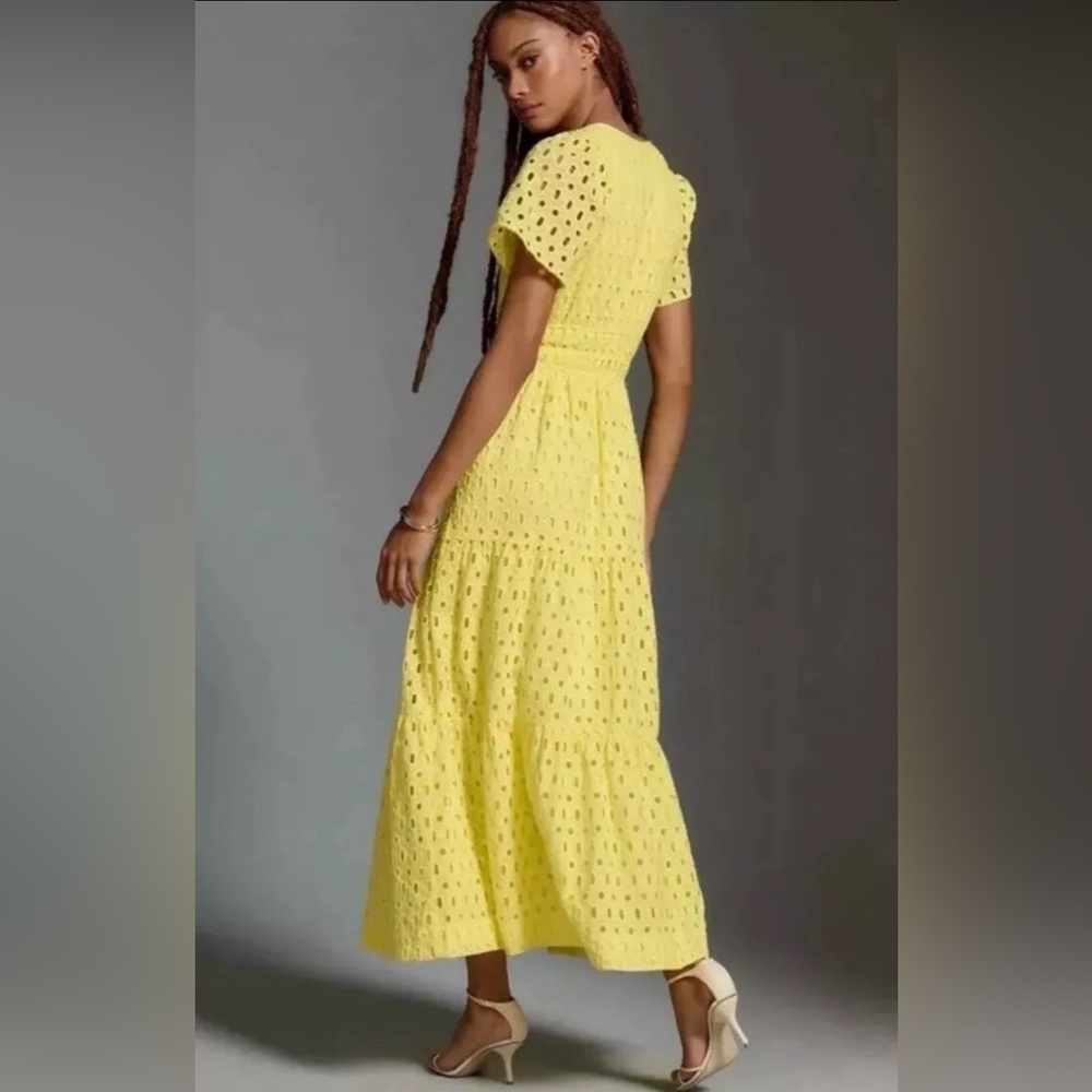 Anthropologie Yellow Eyelet Maxi Dress - Picture 2 of 9